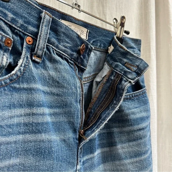 Madewell perfect vintage Jean medium indigo wash distressed raw hem size 25 - Picture 8 of 15